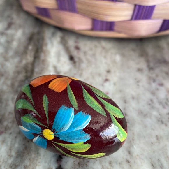 Holiday Easter Basket | Hand Painted Wooden Eggs & Lamb Candle | Poland Import - Picture 14 of 16